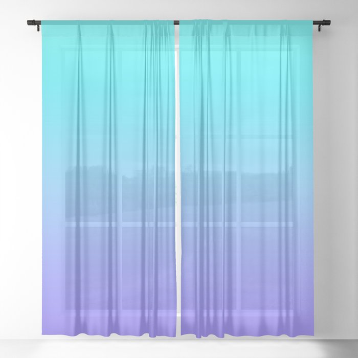 Teal to Lavender Gradient Sheer Curtain