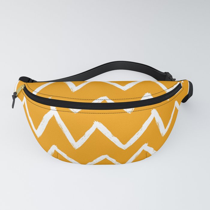 HandDrawn Zig Zag (White & Orange Pattern) Fanny Pack by LXLBX8 Society6