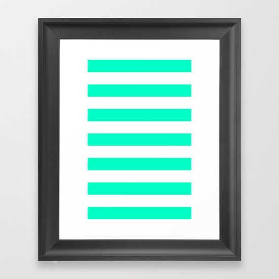 Mint White Stripes Framed Art Print