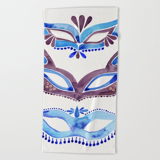 Masquerade Mask Trio – Navy & Grey Palette Beach Towel