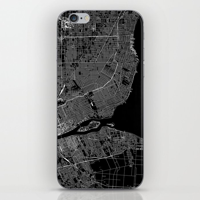 Detroit Black Map iPhone Skin