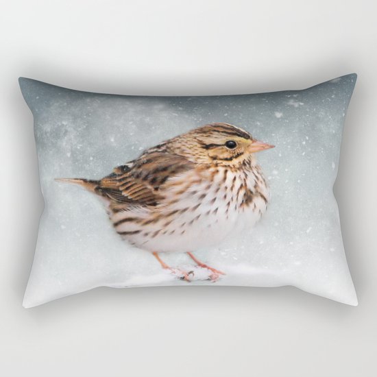 Snow Sparrow Rectangular Pillow
