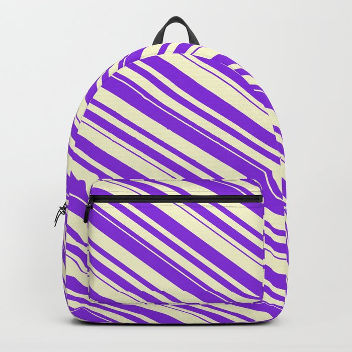 Purple & Light Yellow Colored Stripes/Lines Pattern Backpack
