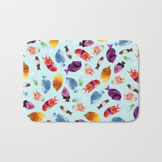 Fish shaped Flowers Bath Mat