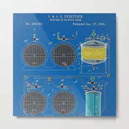 O. & O. B. Zwietusch Beer Brewing Making Patent No. 1 Blue Vintage Poster Wall Decor Metal Print