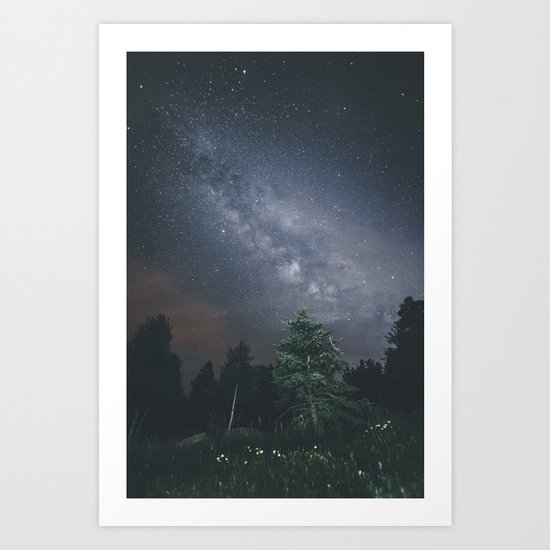 Milky way night sky Art Print