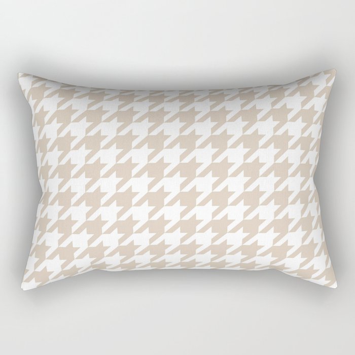 Houndstooth: Beige & White Checkered Design Rectangular Pillow