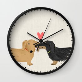 Cute Wiener Dogs with Heart | Dachshunds Love Wall Clock
