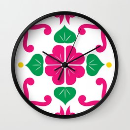 Pink 1, Framed Talavera Flower Wall Clock
