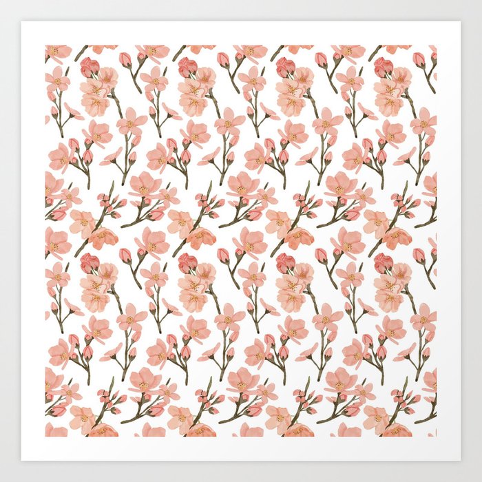 Cherry Blossom Flower Pattern 32 Art Print