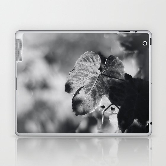 Autumn Grape Leaf in Black and White Laptop & iPad Skin