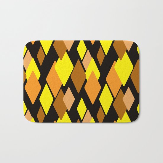 Black and yellow abstract pattern. Diamonds . Bath Mat