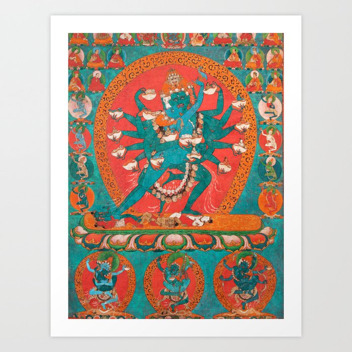 Hevajra Yidam Vajrayana Thangka Cerulean Art Print