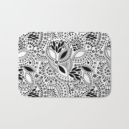 Black and white polka dot pattern . Bath Mat