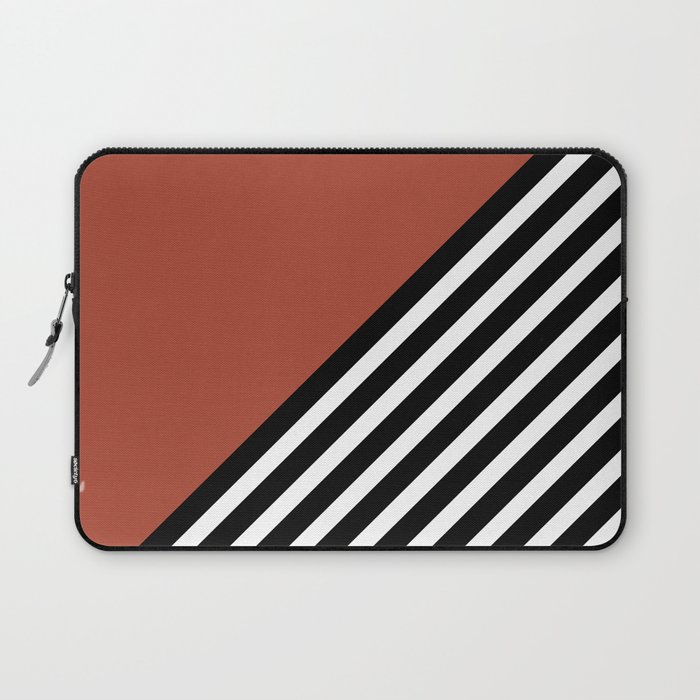 Color Block & Stripes Geometric Print, Sienna, Black and White Laptop Sleeve