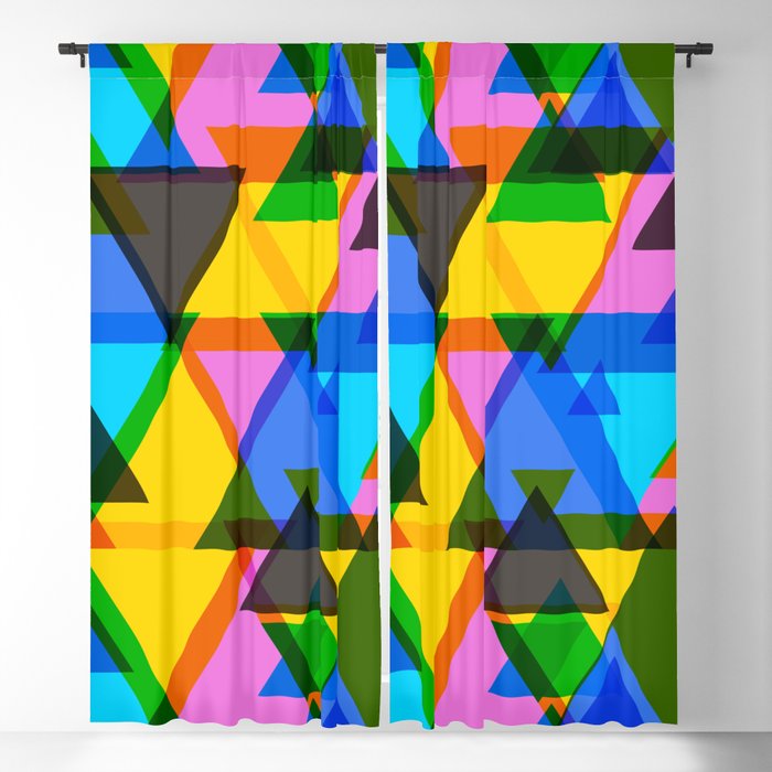 Abstract, multicolor, bright pattern of triangles. Blackout Curtain
