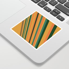 Summer Gold Tilted Design with Orange Green Stripes Sticker