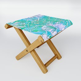 Flowers Green and Blue  Folding Stool