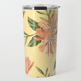 Yellow Peach Floral Travel Mug