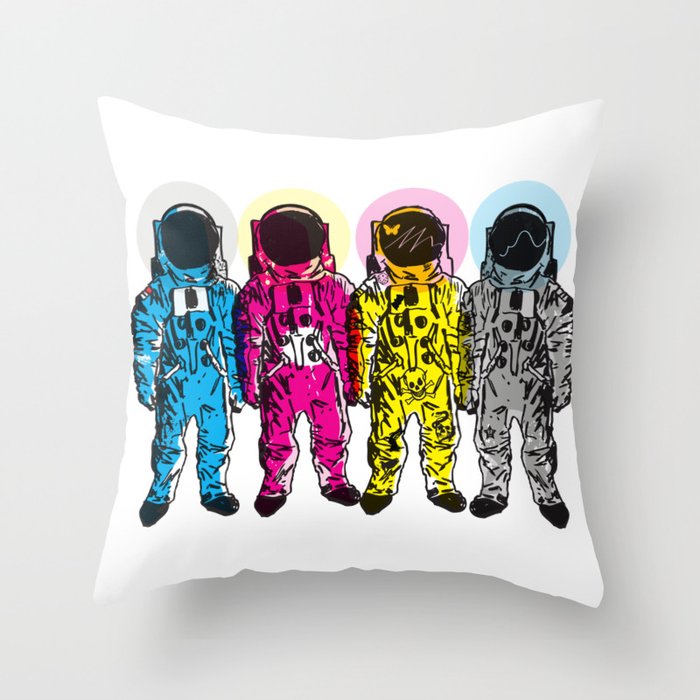 CMYK Spacemen Throw Pillow