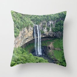 Brazil Photography - Beautiful Waterfall In The Middle Of The Jungle Throw Pillow