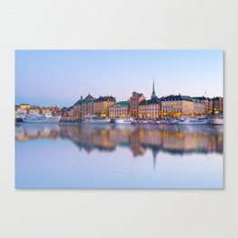 Skyline of the Stockholm City at Night Canvas Print