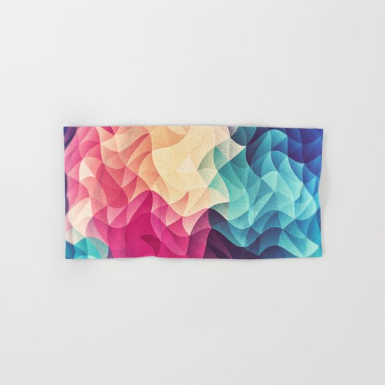 Geometry Triangle Wave Multicolor Mosaic Pattern - (HDR - Low Poly Art) Hand & Bath Towel