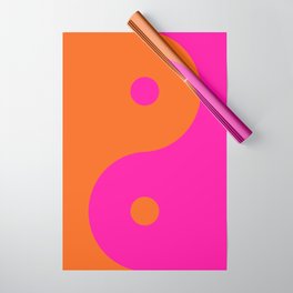 Yin Yang Print Hot Pink And Orange Retro Wall Art Yin Yang Preppy Modern Decor Abstract Wrapping Paper