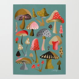 Mushroom Collection – Mint Poster