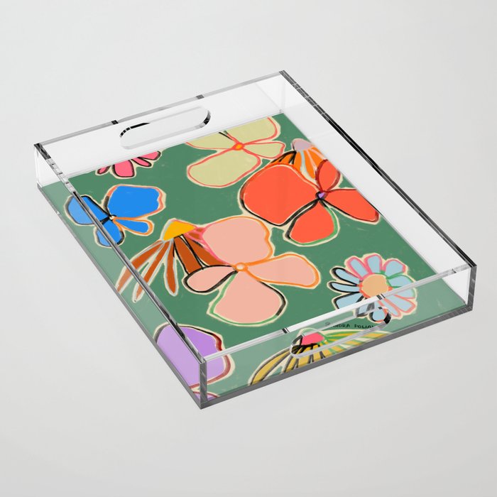 VINTAGE GARDEN GREEN Acrylic Tray