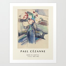 Poster-Paul Cézanne-Roses in a Bottle. Art Print