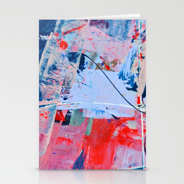 Days go by: a vibrant abstract contemporary piece in red, blue and pink by Alyssa Hamilton Art Stationery Cards