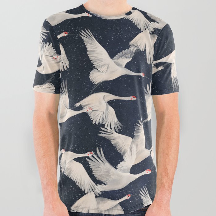Flying Cranes - Night All Over Graphic Tee