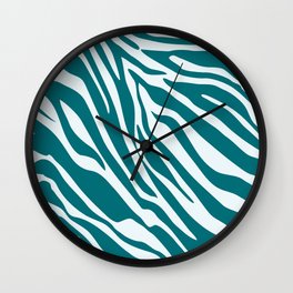 Mid Century Modern Zebra Print Pattern - Green and White Wall Clock