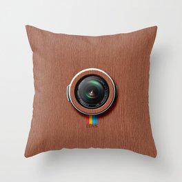 Lens W300 - Wooden Camera  Throw Pillow