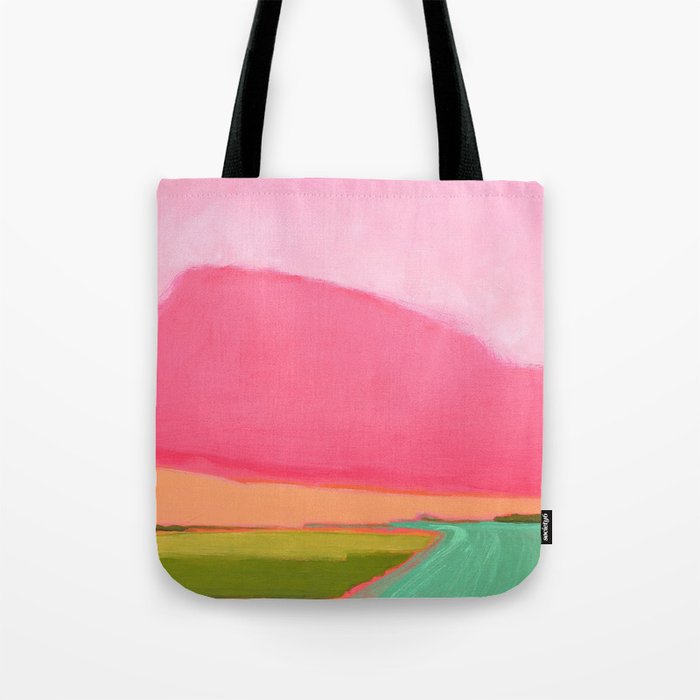 Pink and green abstract landscape - Memorial Day, Revisited Tote Bag
