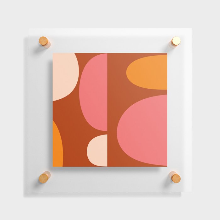 Abstract mid century warm shape design 1 Floating Acrylic Print