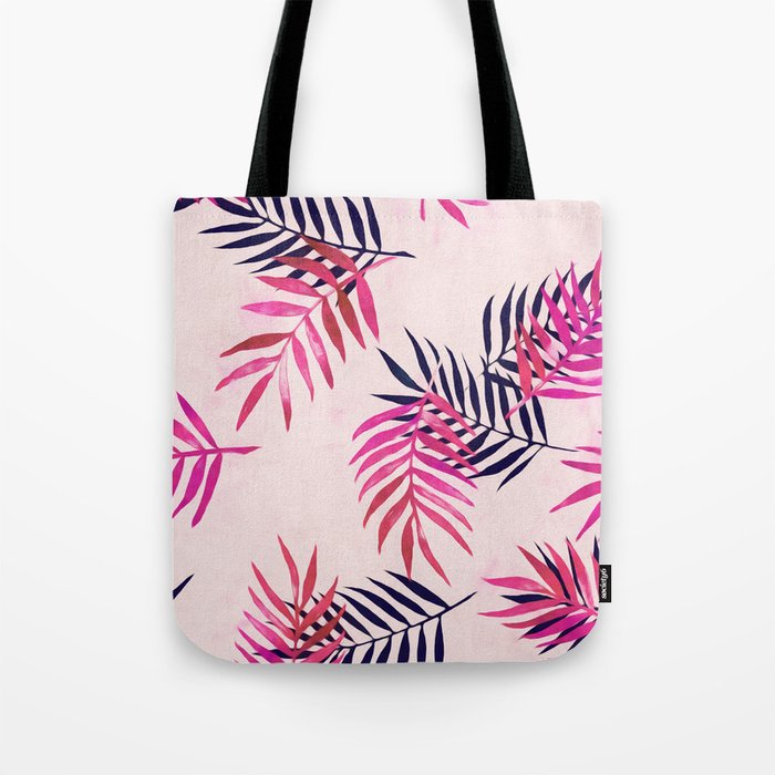 Pink Palm Pattern Tote Bag