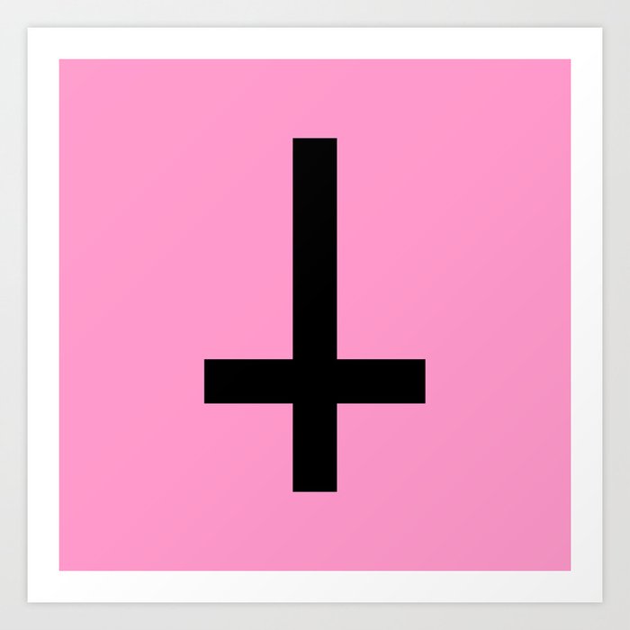 Inverted Cross on Pink Art Print