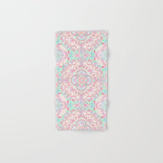 Mint and Blush Pink Painted Mandala Hand & Bath Towel