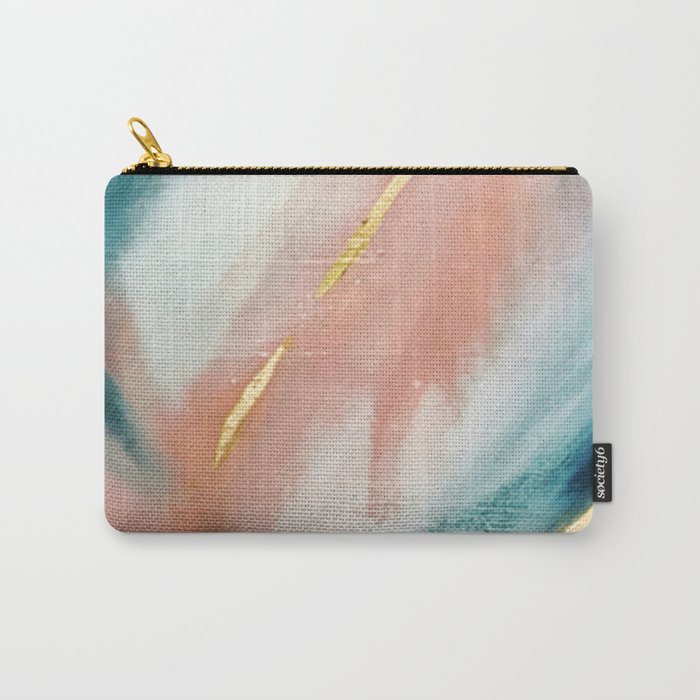 Celestial [3]: a minimal abstract mixed-media piece in Pink, Blue, and gold by Alyssa Hamilton Art Carry-All Pouch