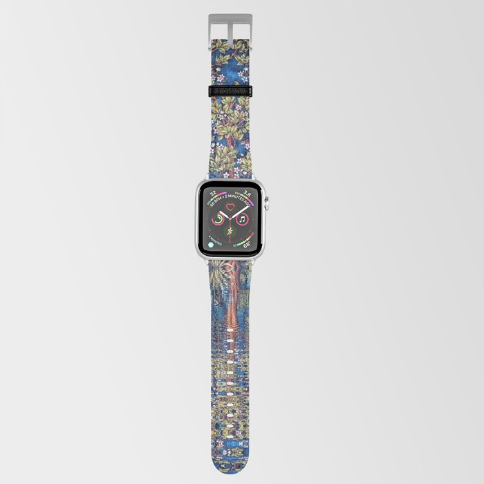 Tree of Life reflecting water of garden lily pond twilight blue nature landscape painting Apple Watch Band