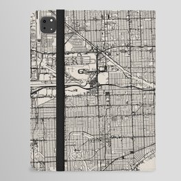 USA, Miami Map - Black and White iPad Folio Case