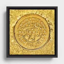 New Orleans Water Meter Louisiana Art NOLA French Quarter Coaster Poster Yellow Gold Crescent City Framed Canvas