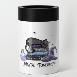 Cat with witch books halloween design Can Cooler