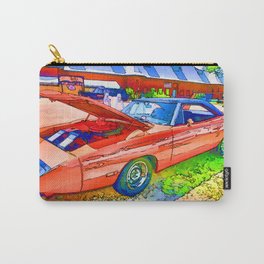 Classic red car Carry-All Pouch | Digital, Classic Red Car, Car Show, Wheel, Vechicle, Painting, Retro Car, Automobile, Transportation, Antique 