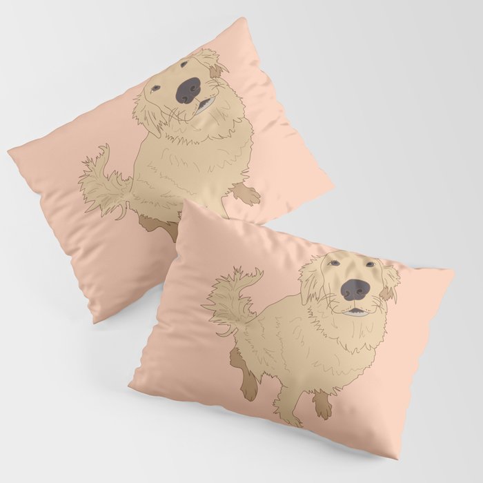 Golden Retriever Love Dog Illustrated Print Pillow Sham