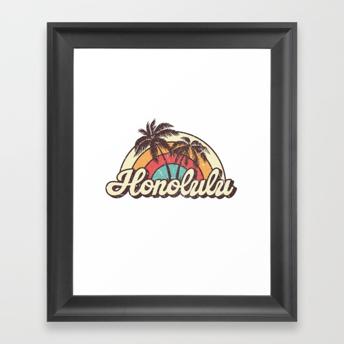 Honolulu beach city Framed Art Print