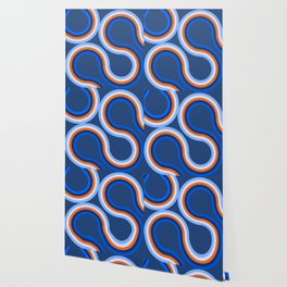 abstract waves pattern with blue background Wallpaper