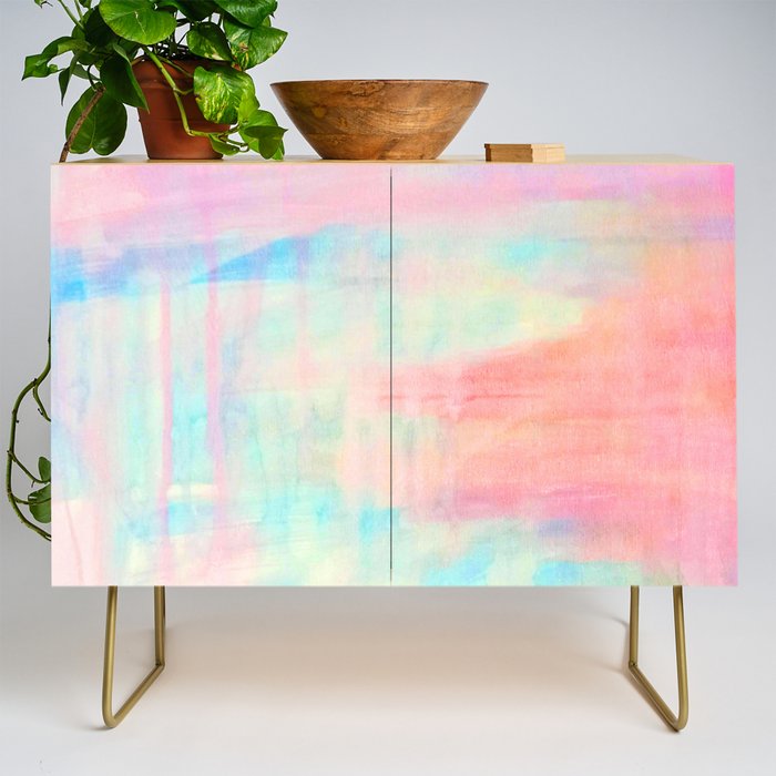 Ice cream dream sky watercolor illustration Credenza